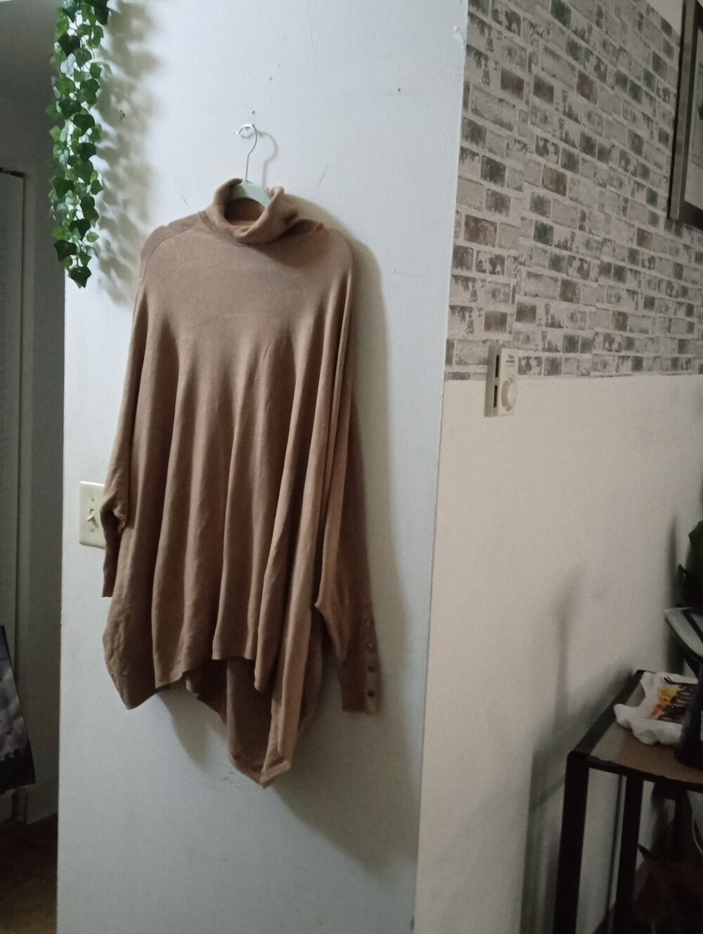 Alfani Tan Turtleneck Poncho Sweater
